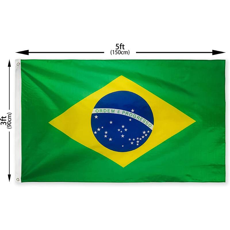 Brazilian National Flags 3x5 Foot Polyester Brazil Flag Decorations Fans Supporting for Sports Events Festivals Celebrations