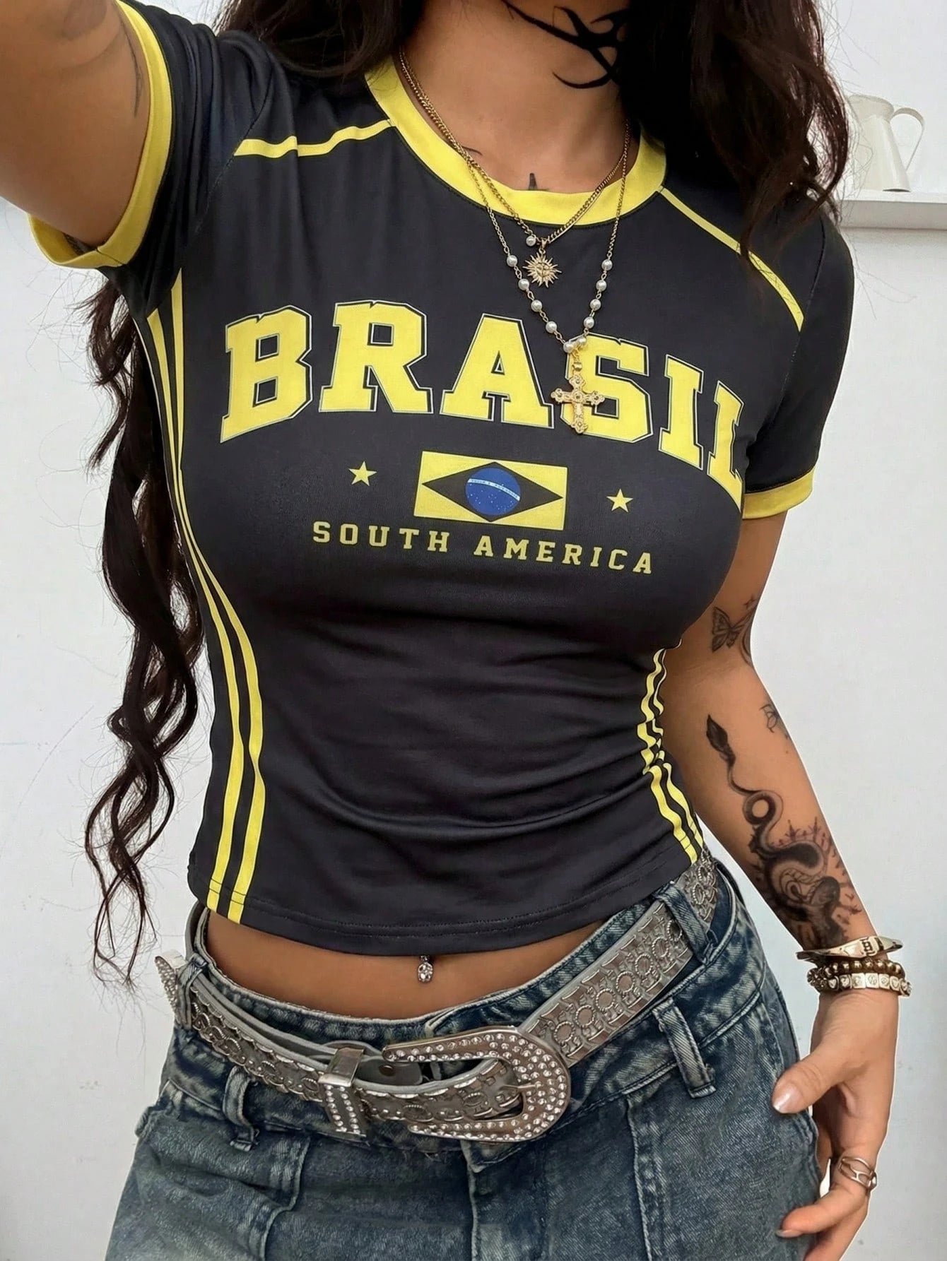 Brazil National Flag Print Women's T-Shirts Fashion