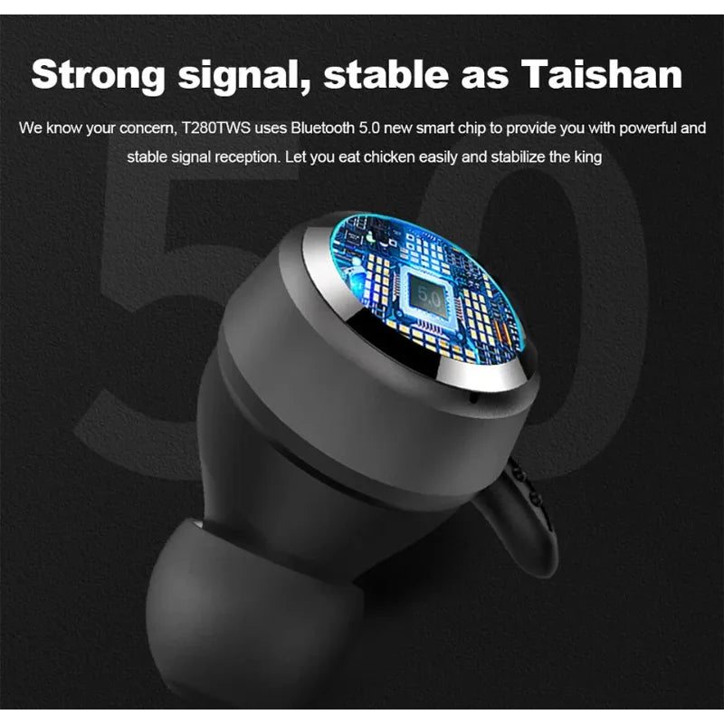JBL T280 TWS Earbuds: IPX5 Waterproof | One-Touch Call | Rich Bass | Bluetooth 5.0, Wireless Sport Headphones for Running/Gym