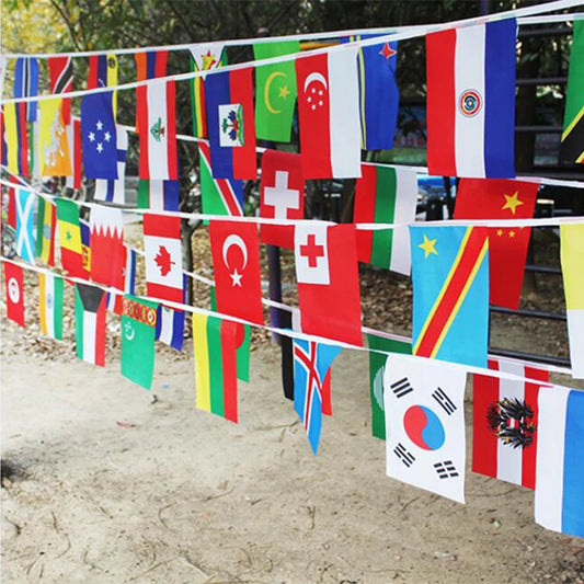 Aerlxemrbrae  14*21cm  String flag  32 countries around the world nations flag small flag   hanging flags