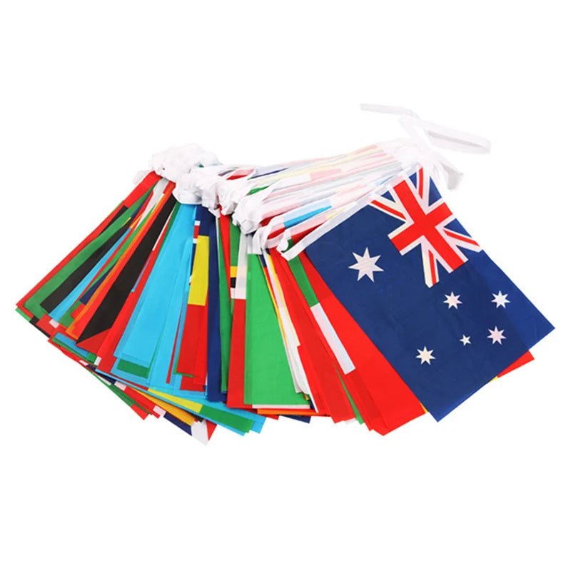 Aerlxemrbrae  14*21cm  String flag  32 countries around the world nations flag small flag   hanging flags