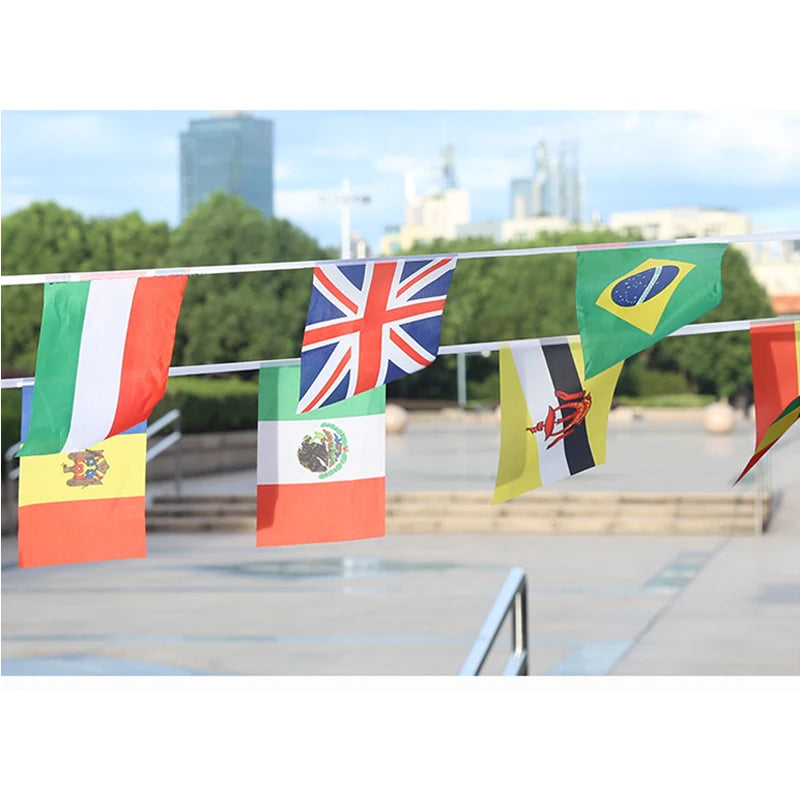 Aerlxemrbrae  14*21cm  String flag  32 countries around the world nations flag small flag   hanging flags