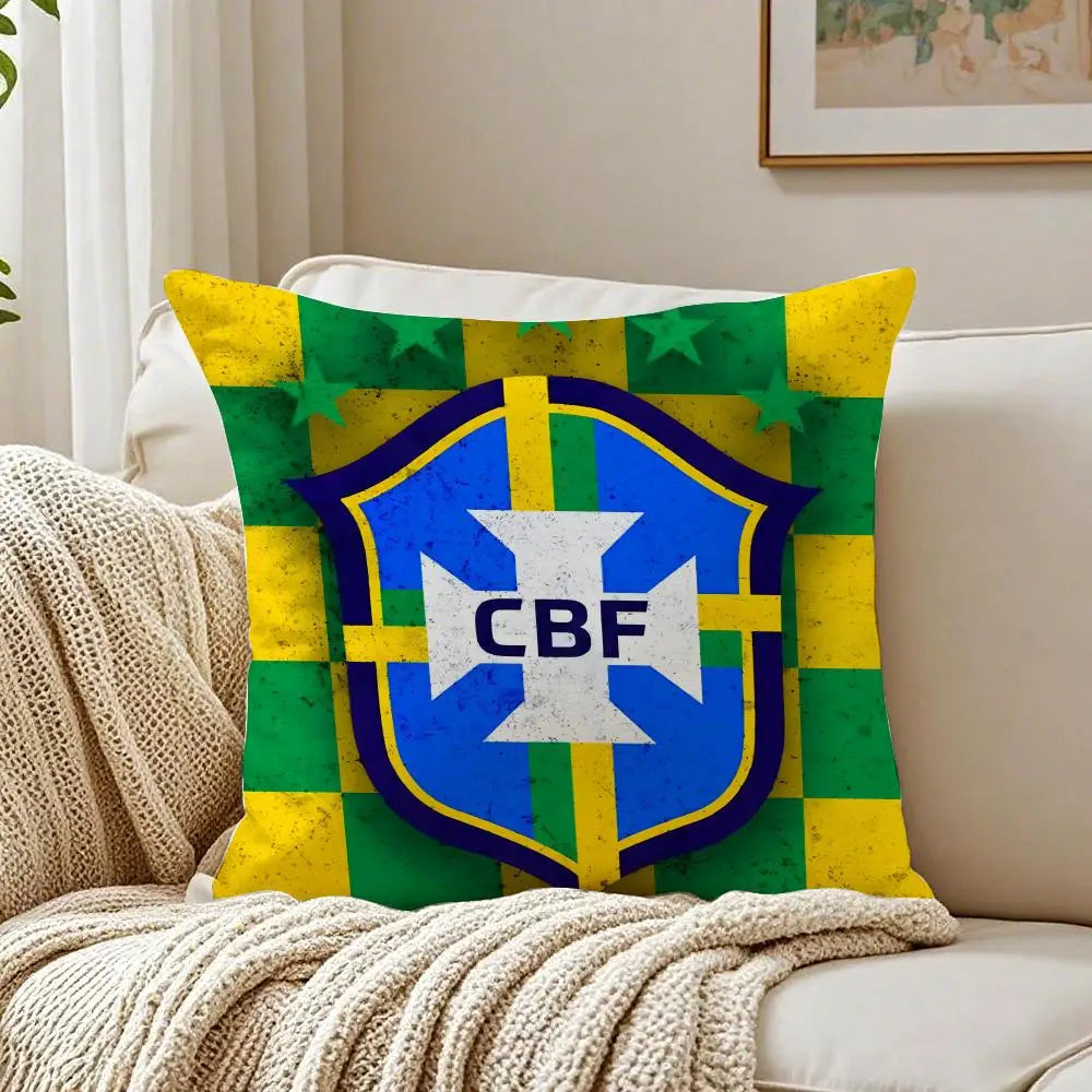 Brazil Flag Cushion Cover Linen Minimalist Soft  for Sofa Bed Home Room Decor