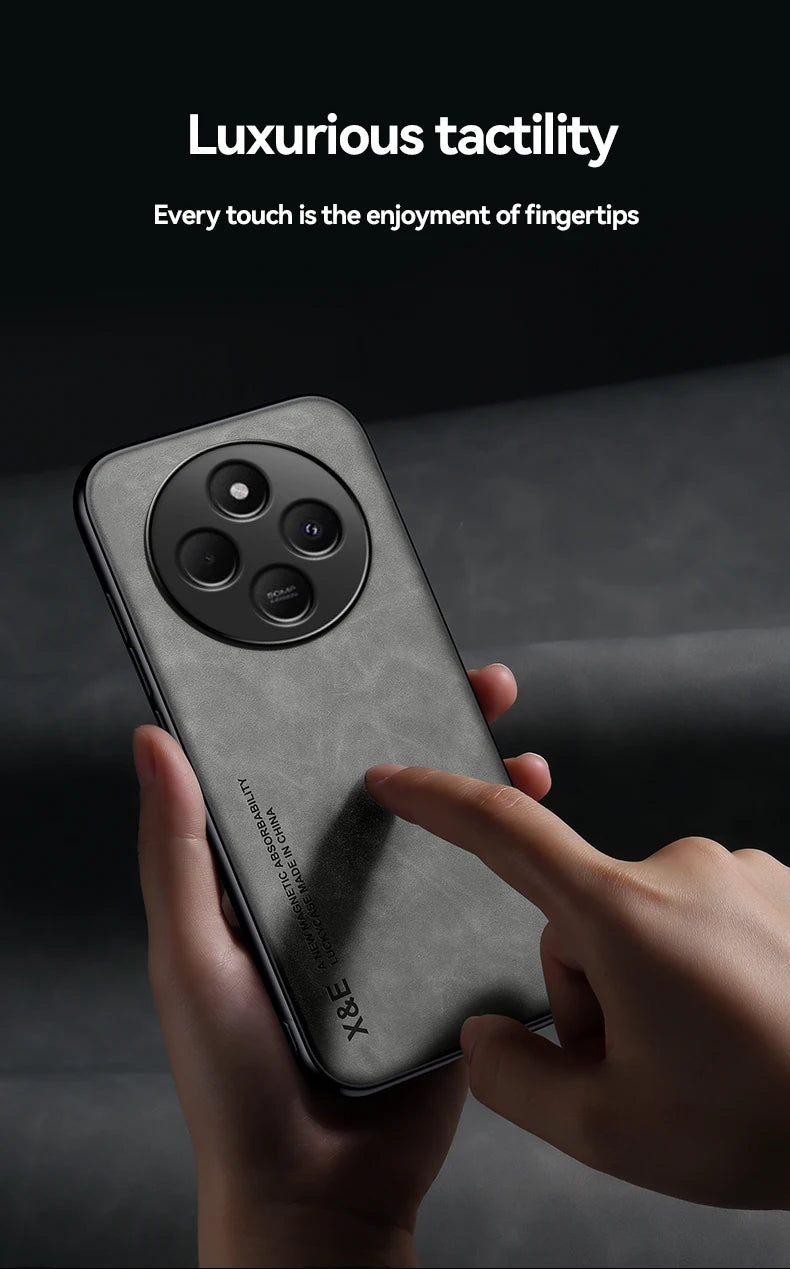 Retro Magnetic Suede Leather Case For Xiaomi Poco C75 PocoC75 Shockproof Matte Silicone Soft Case Cover