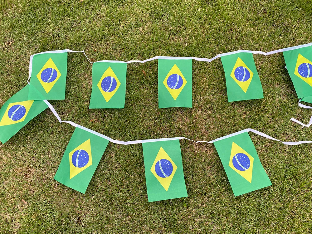 Aerlxemrbrae  20pcs/lot Brazil   bunting flags 14x21cm   BR Brazil   String Banner Buntings Festival Party