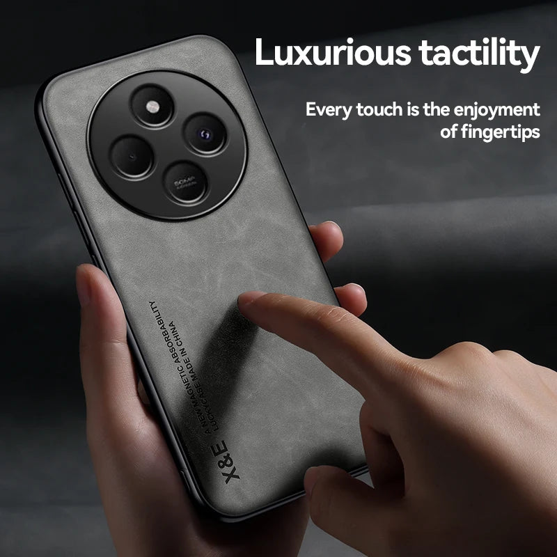 Retro Magnetic Suede Leather Case For Xiaomi Poco C75 PocoC75 Shockproof Matte Silicone Soft Case Cover