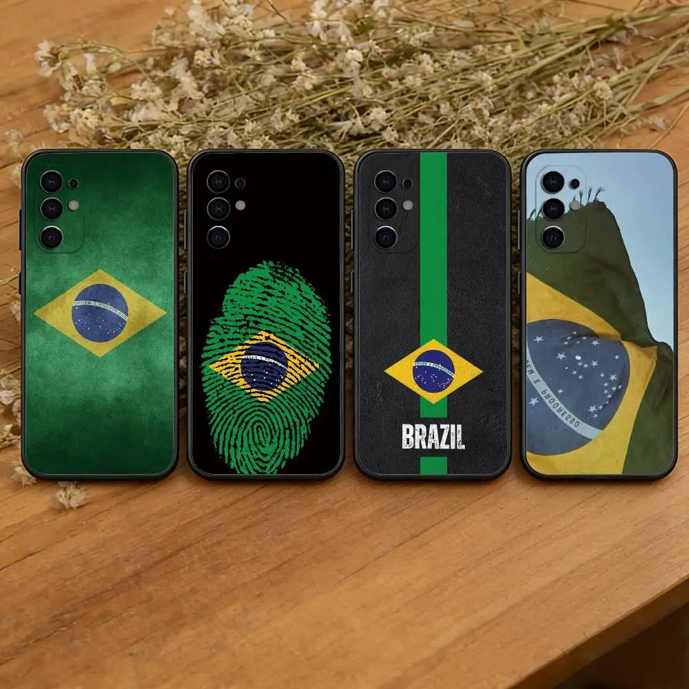 Brazil Brazilian Flag Phone Case For Samsung S25,S24,S21,S22,S23,S30,Ultra,S20,Plus,Fe,Lite,Note,10,Black Cover