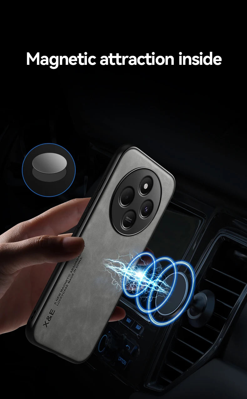 Retro Magnetic Suede Leather Case For Xiaomi Poco C75 PocoC75 Shockproof Matte Silicone Soft Case Cover