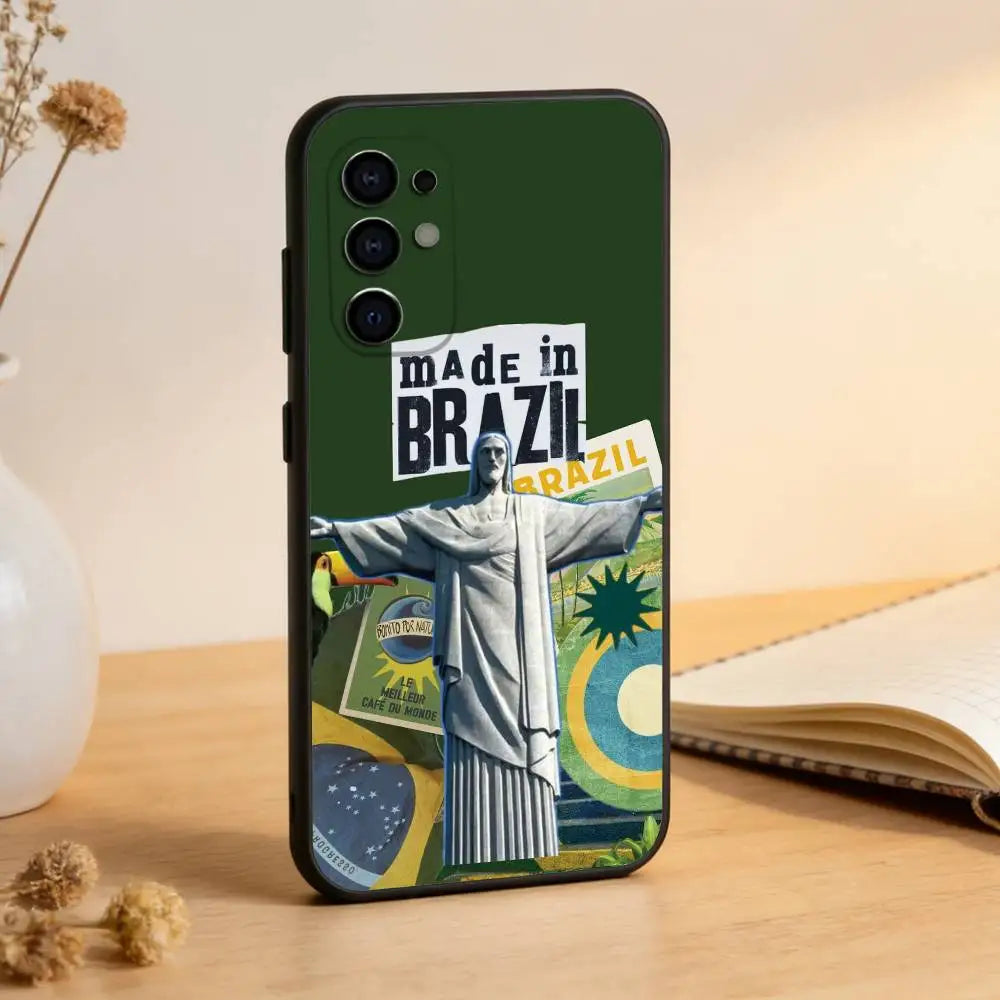 Brazil Brazilian Flag Phone Case For Samsung S25,S24,S21,S22,S23,S30,Ultra,S20,Plus,Fe,Lite,Note,10,Black Cover