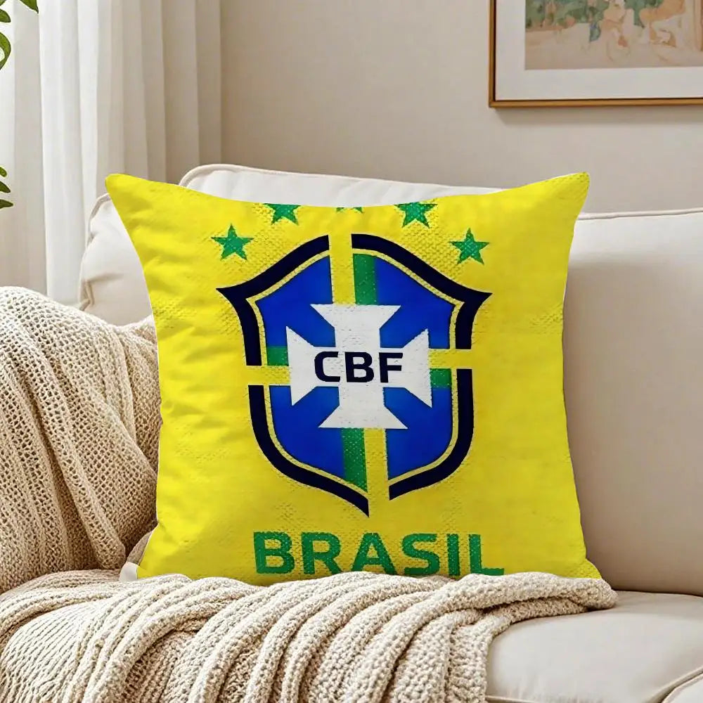 Brazil Flag Cushion Cover Linen Minimalist Soft  for Sofa Bed Home Room Decor
