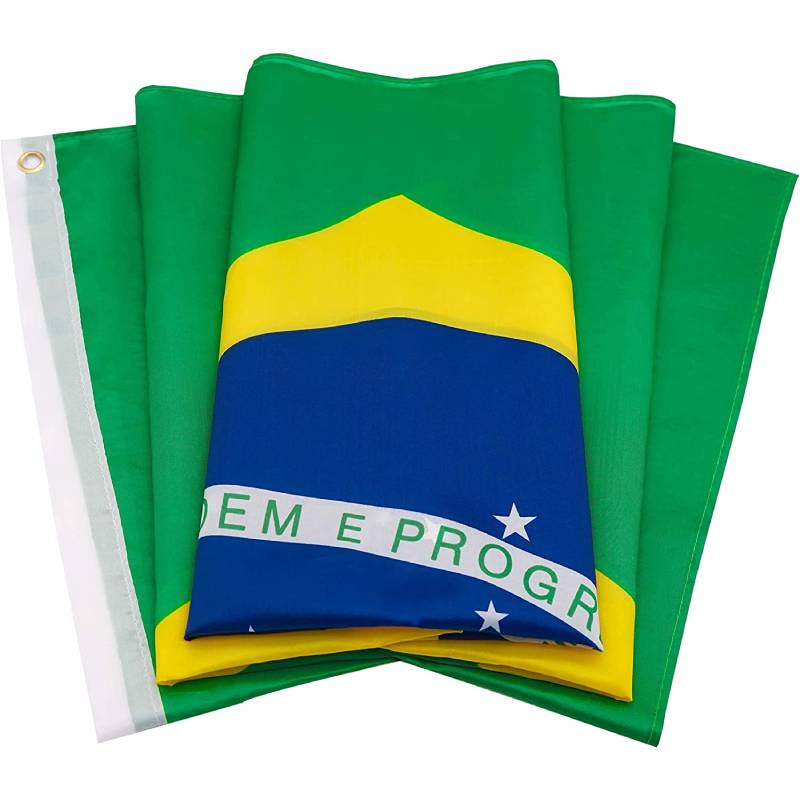 Brazilian National Flags 3x5 Foot Polyester Brazil Flag Decorations Fans Supporting for Sports Events Festivals Celebrations