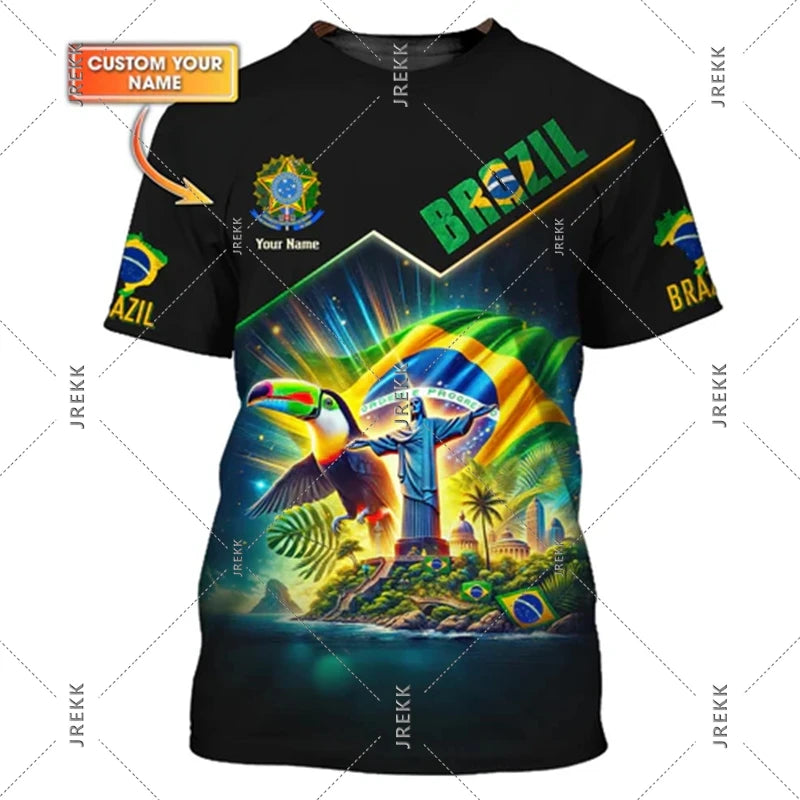 Statue Of Christ The Savior 3D Print T-shirt Men Women Brazil Football Jersey T Shirts Summer Sport Casual Trendy Novel Tee Top