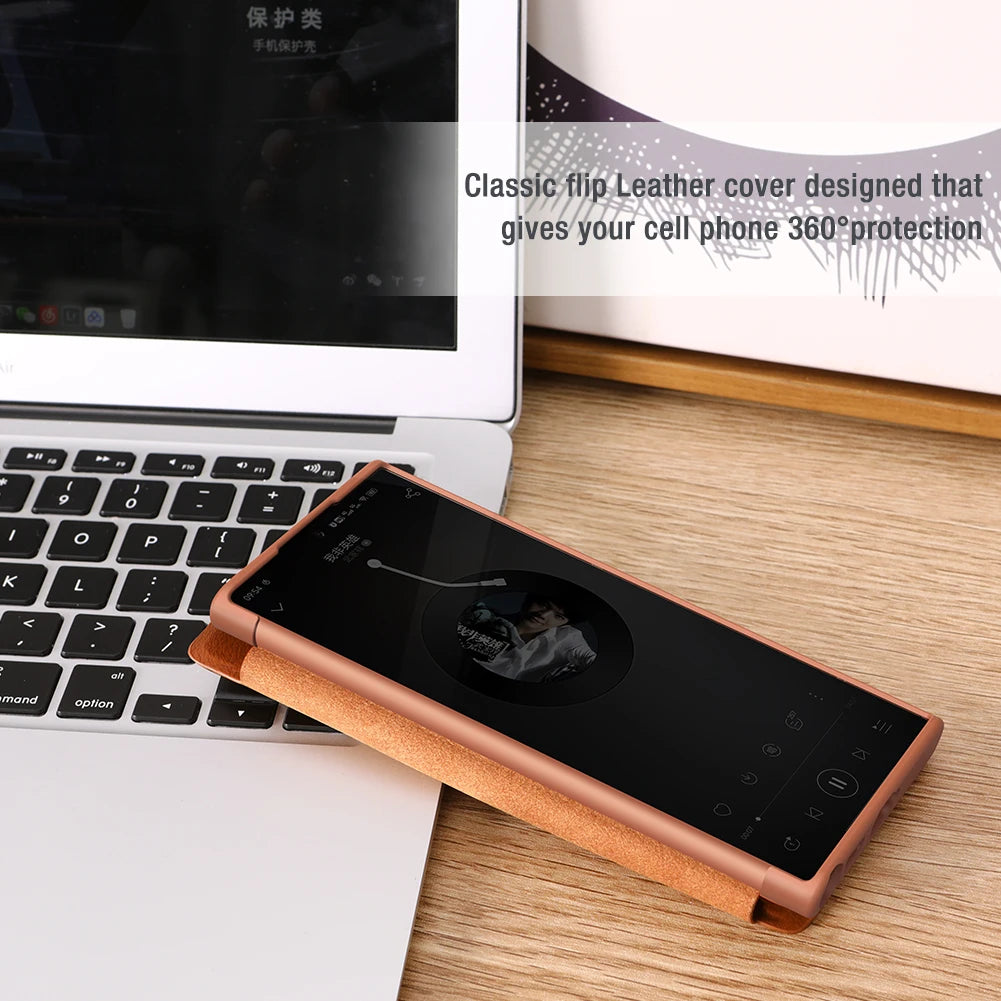 Nillkin for Samsung Galaxy S23 Ultra S23+ Qin Series Pro Flip Leather Case Business Lens Sliding Cover with Card Slot Back Cover