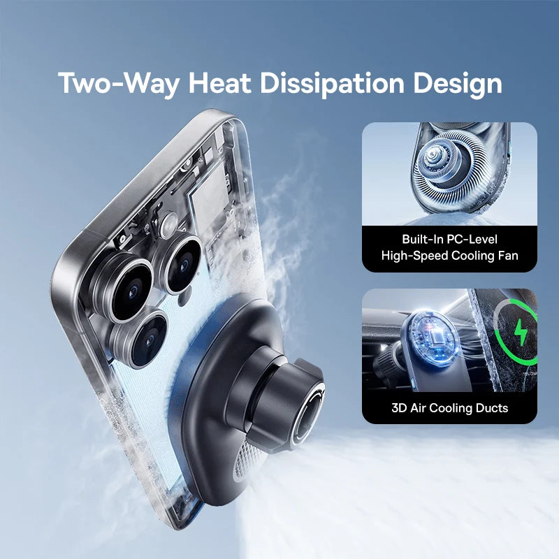 Baseus Qi2.2 Cooling Magnetic Car Phone Holder 25W Wireless Charger Fast - iPhone Samsung Dashboard Center Console