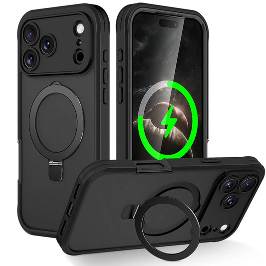 Phone case for iPhone 17 Pro Max Air Full Body Shockproof Case with Invisible Stand [Compatible with Magnetic] Built-in Screen Protector