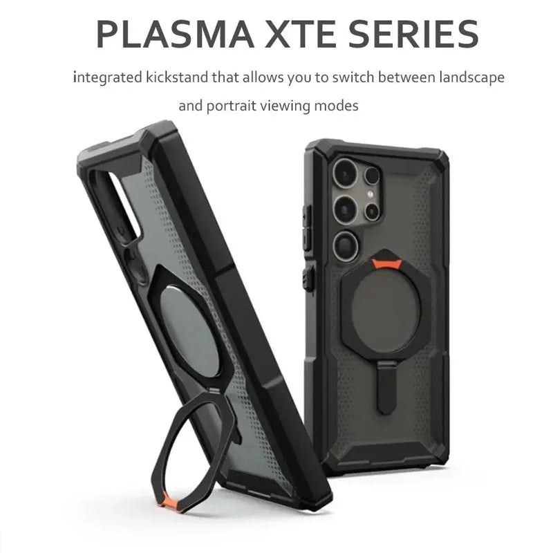 Original Plasma Kickstand Magnetic Case for Samsung Galaxy S24 S25 Ultra S23 Plus Rugged Stand Ring Shockproof MagSafe Cover