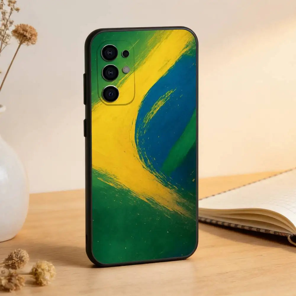 Brazil Brazilian Flag Phone Case For Samsung S25,S24,S21,S22,S23,S30,Ultra,S20,Plus,Fe,Lite,Note,10,Black Cover