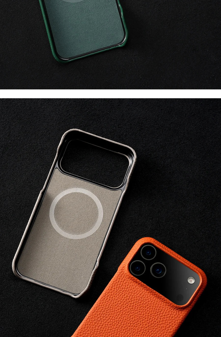 Phone Case for iPhone 17 Air 15 16 Pro Max 17Pro Lychee Natural Cowhide Leather Magnetic Magsafe Protector Luxury Phone Back Cover