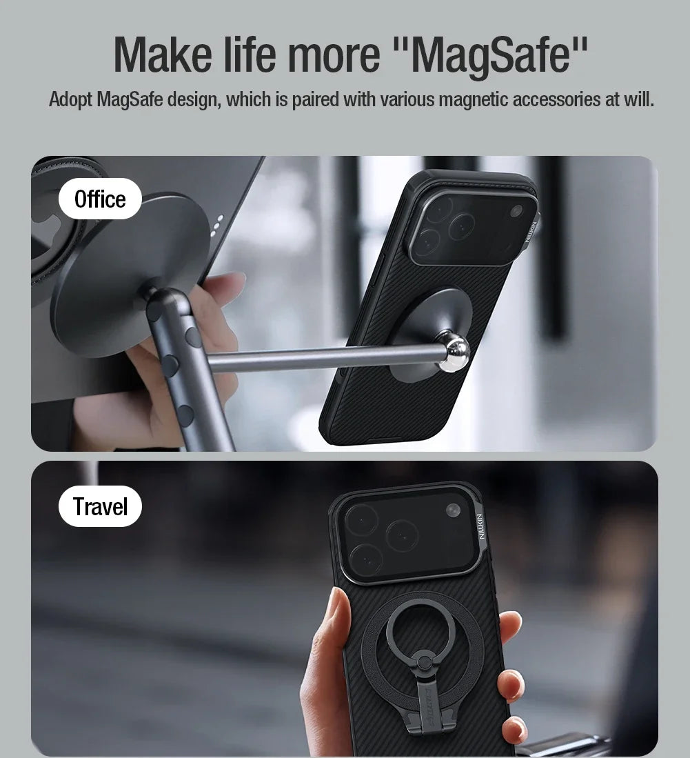 Phone case NILLKIN For iPhone 17 Pro Max Magsafe Case CamShield Prop With Camera Stand Protector Magnetic Back Cover For iPhone 17 Pro