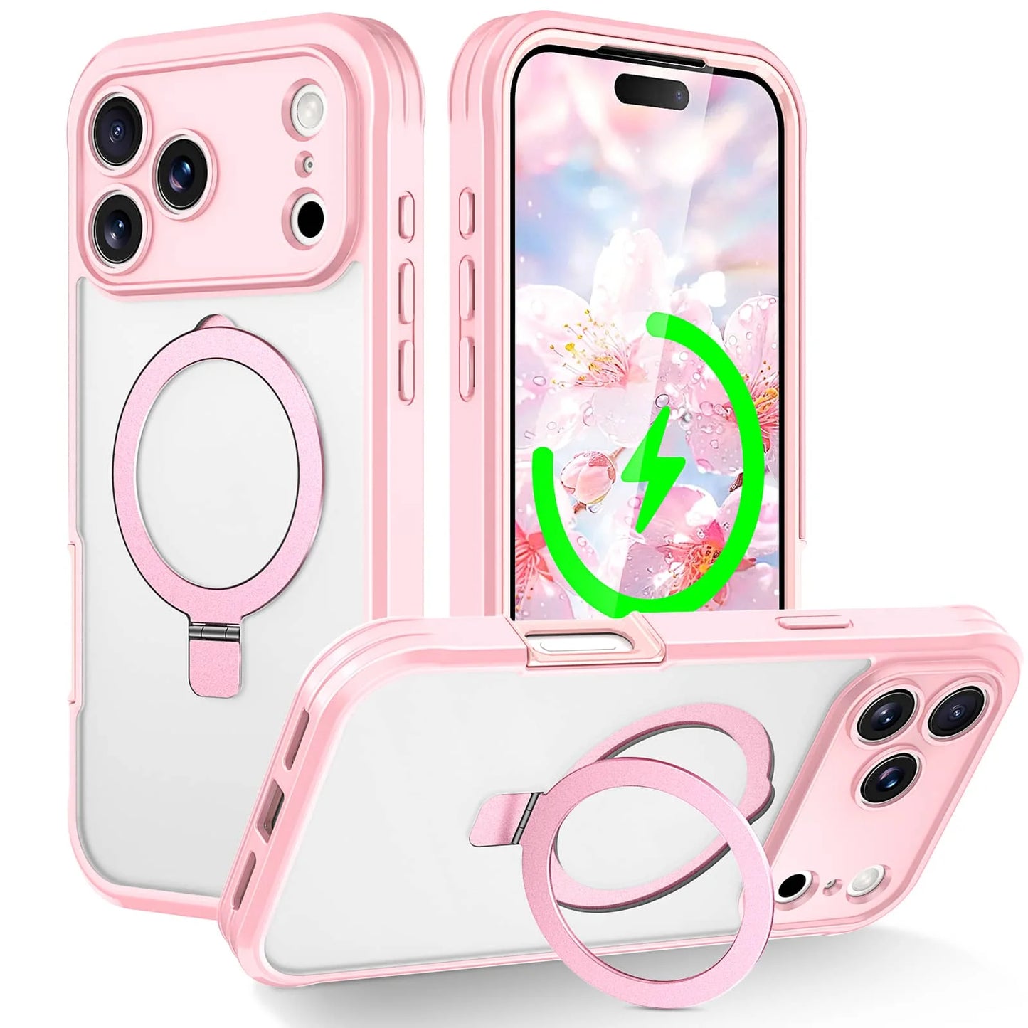 Phone case for iPhone 17 Pro Max Air Full Body Shockproof Case with Invisible Stand [Compatible with Magnetic] Built-in Screen Protector