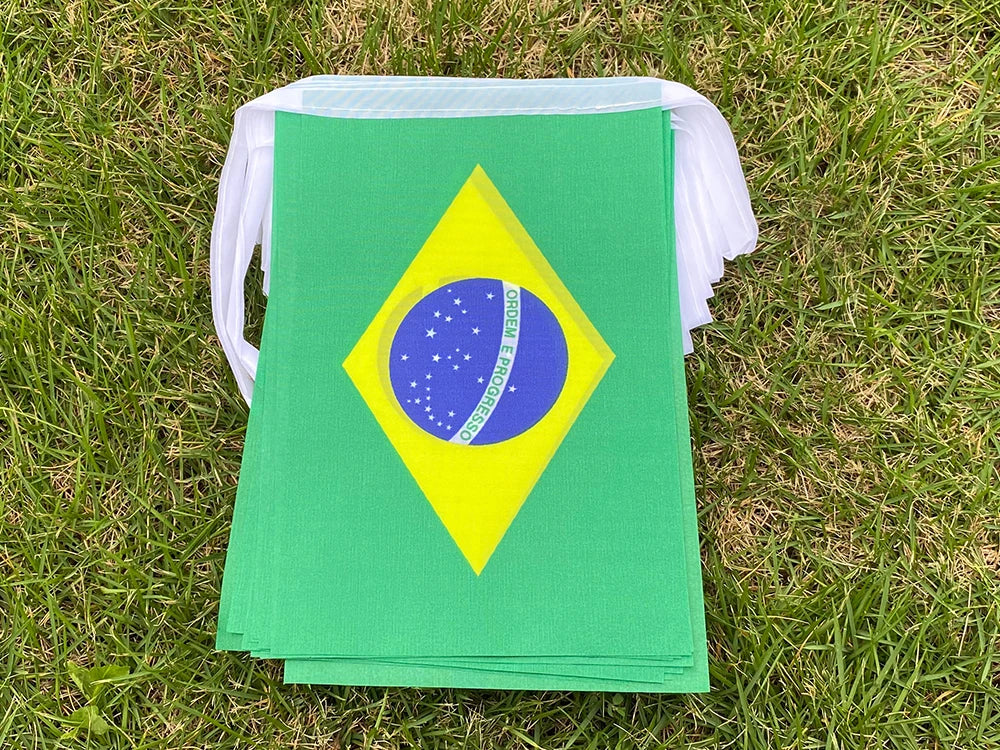 Aerlxemrbrae  20pcs/lot Brazil   bunting flags 14x21cm   BR Brazil   String Banner Buntings Festival Party