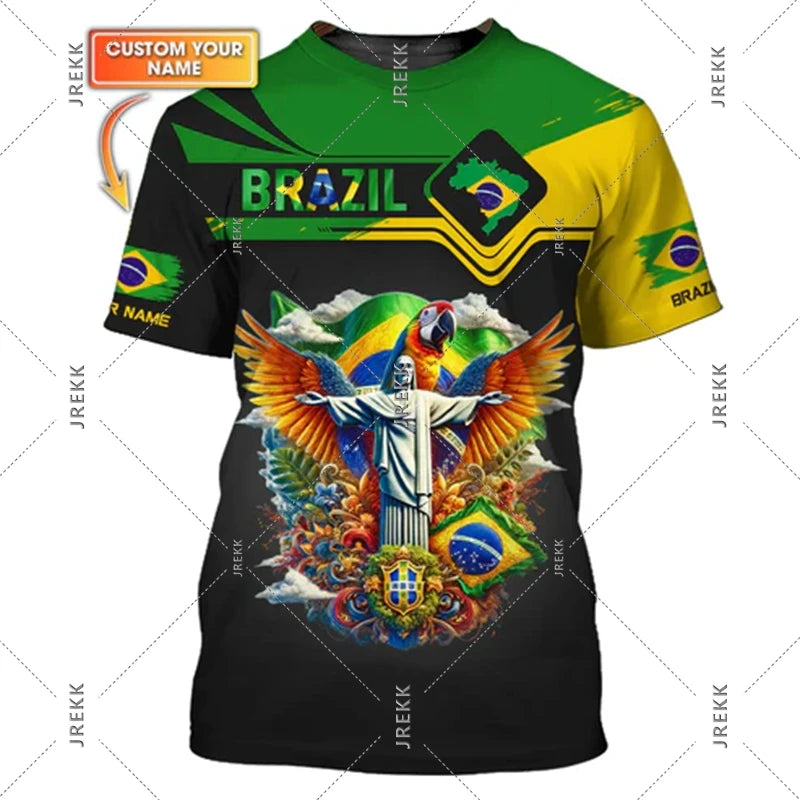 Statue Of Christ The Savior 3D Print T-shirt Men Women Brazil Football Jersey T Shirts Summer Sport Casual Trendy Novel Tee Top