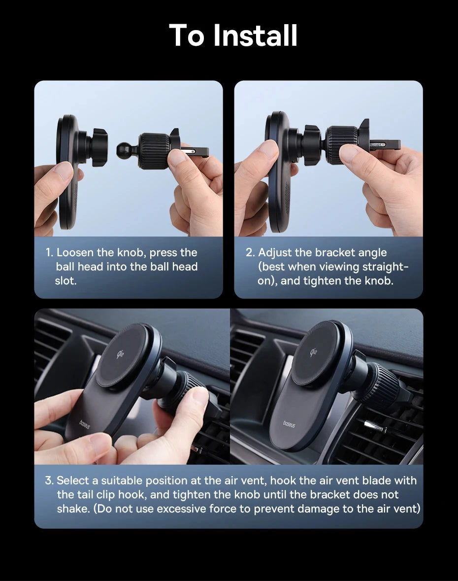 Baseus Qi2.2 Cooling Magnetic Car Phone Holder 25W Wireless Charger Fast - iPhone Samsung Dashboard Center Console