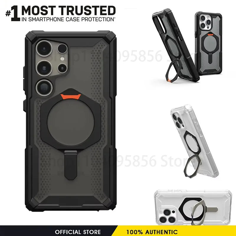 Original Plasma Kickstand Magnetic Case for Samsung Galaxy S24 S25 Ultra S23 Plus Rugged Stand Ring Shockproof MagSafe Cover