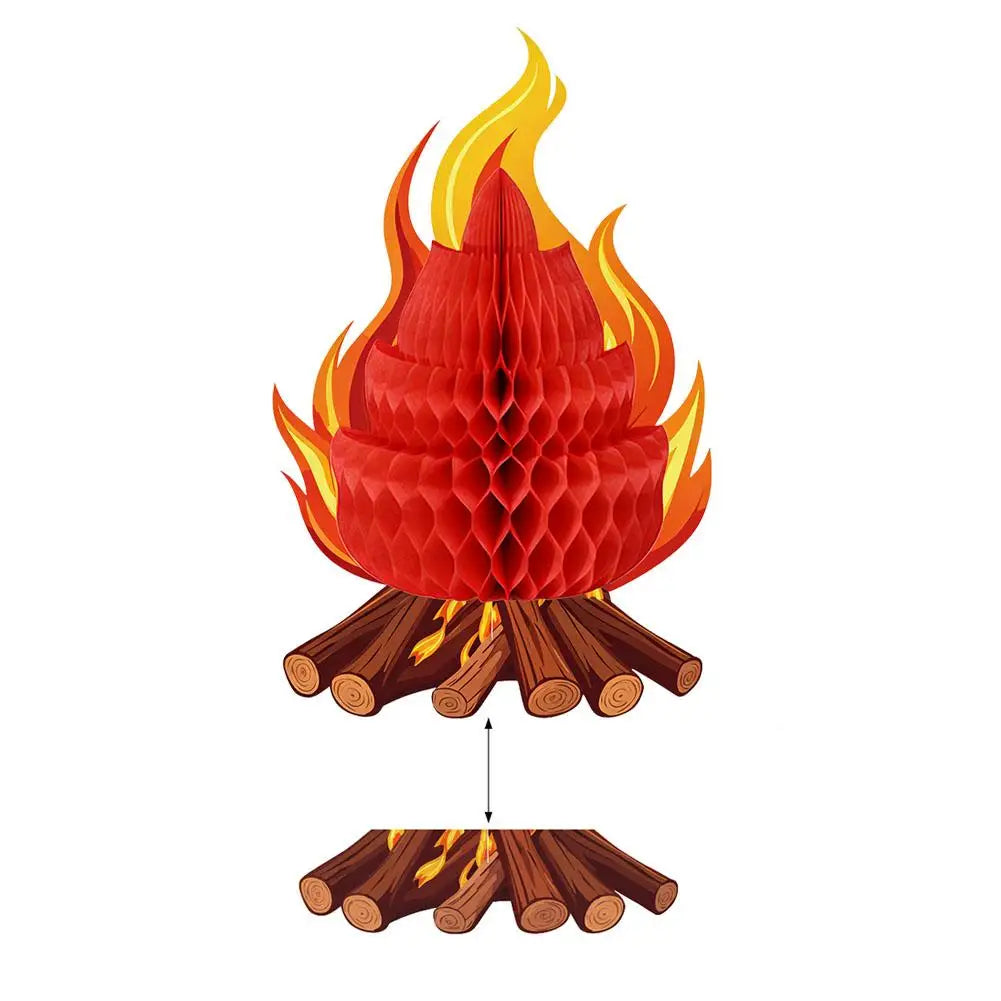 1/2/3Pcs 3D Honeycomb Campfire Paper Decoration, Foldable Fake Fire Ornament