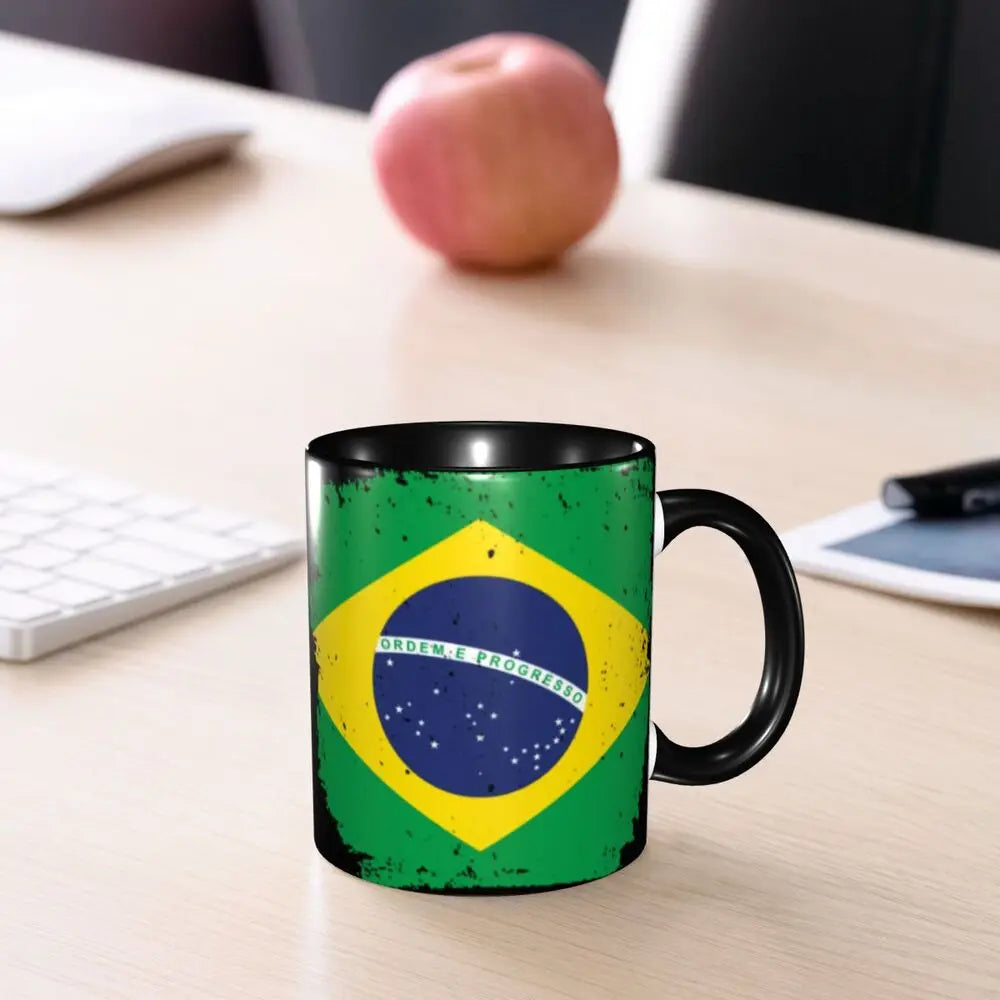 Customized Brazil Flag Brazilian Flag Coffee Mugs DIY Ceramic Tea Milk Cup
