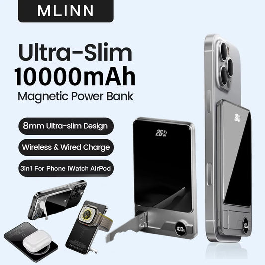 10000mAh Ultra Slim Power Bank for MagSafe,Magnetic Wireless 20W Fast Charging Portable Battery