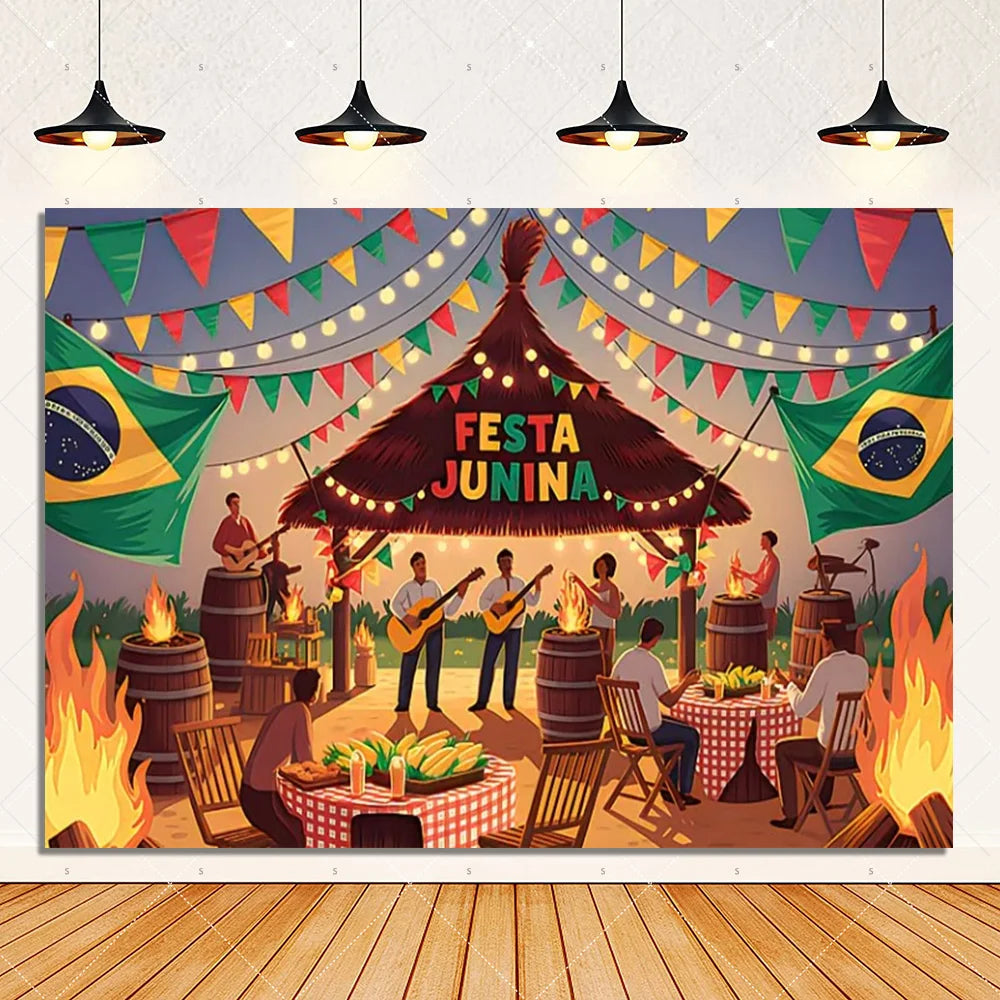 Brazil June Festival Theme Party Decoration Background Banner