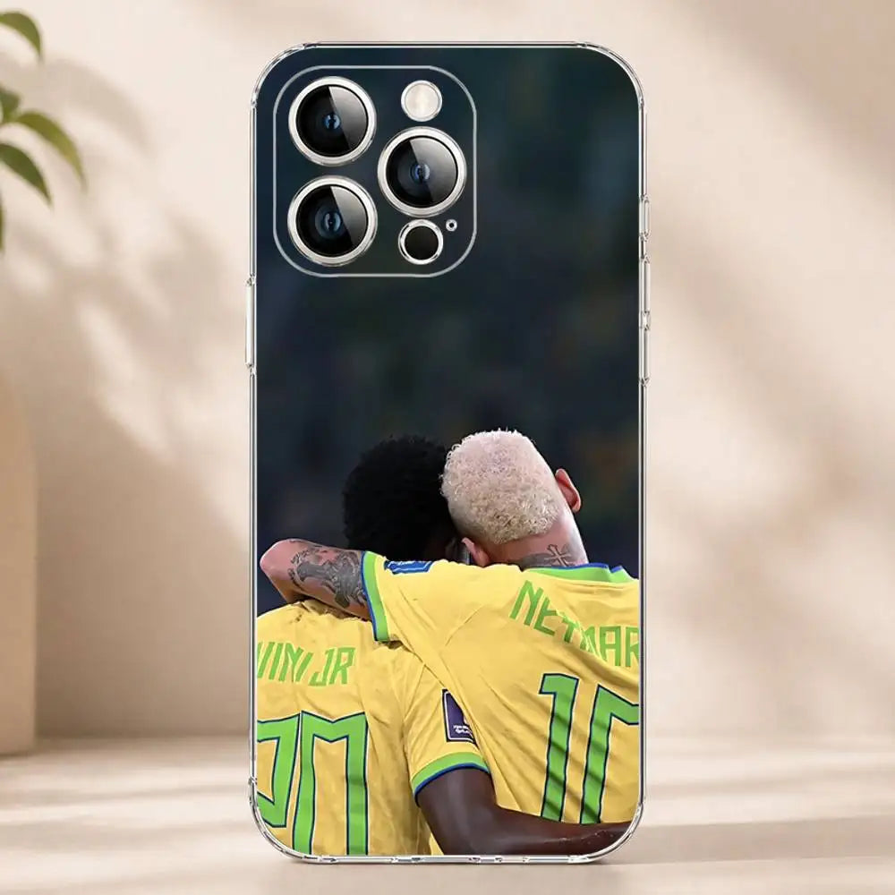Brasil Brazil Futebol Team Phone Case for iPhone 17 16 Pro Plus Air 16E 15 14 13 12 11 Max Mini Transparent Cover