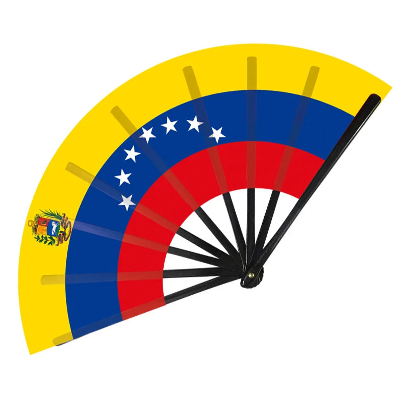 22cm Folding Hand Fan South America 8 Country Flags
