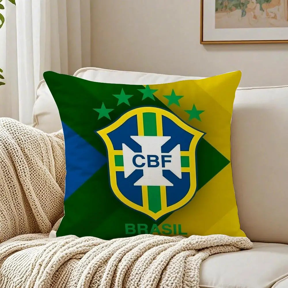 Brazil Flag Cushion Cover Linen Minimalist Soft  for Sofa Bed Home Room Decor