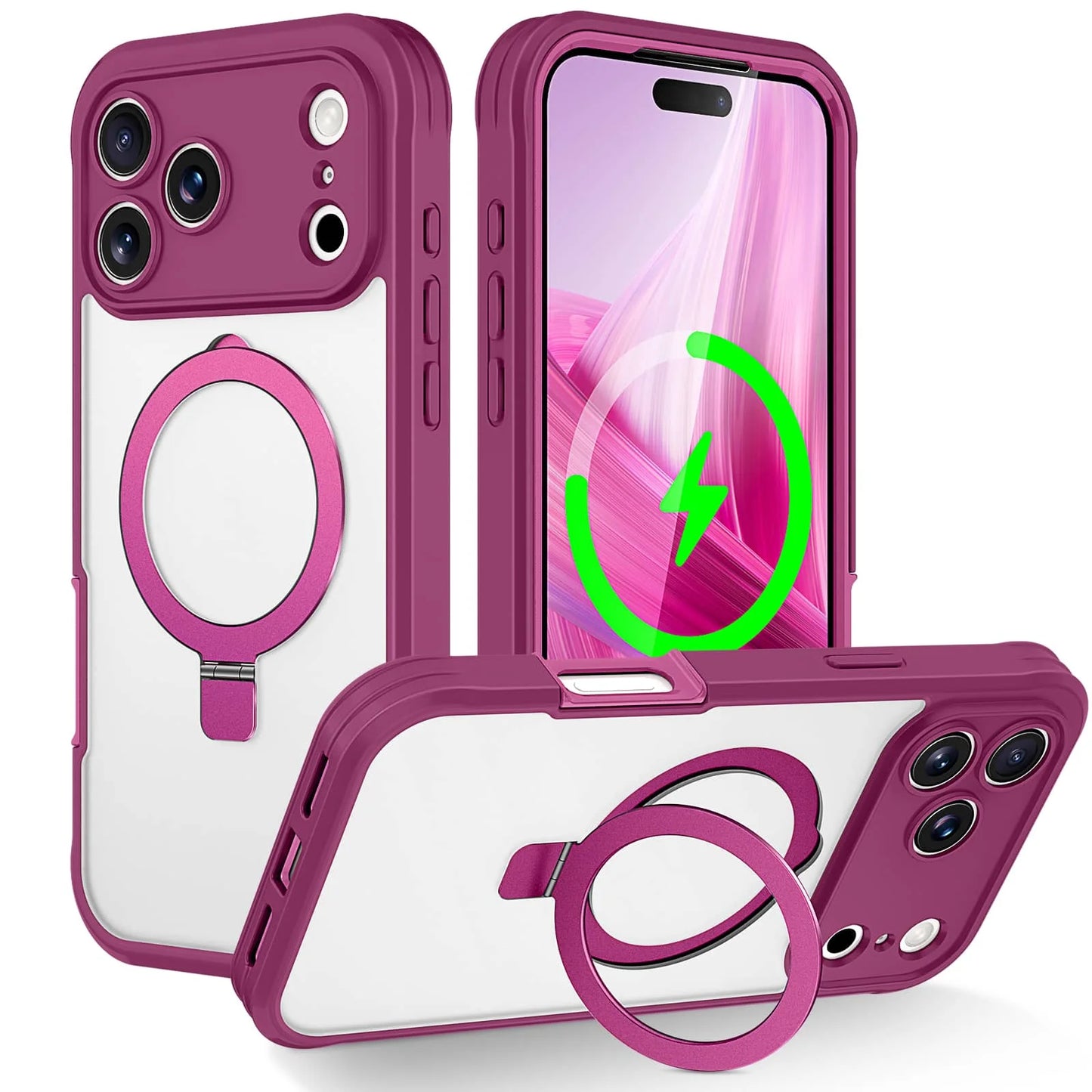 Phone case for iPhone 17 Pro Max Air Full Body Shockproof Case with Invisible Stand [Compatible with Magnetic] Built-in Screen Protector