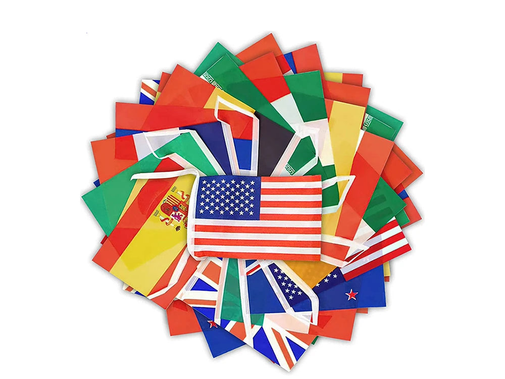 Aerlxemrbrae  14*21cm  String flag  32 countries around the world nations flag small flag   hanging flags