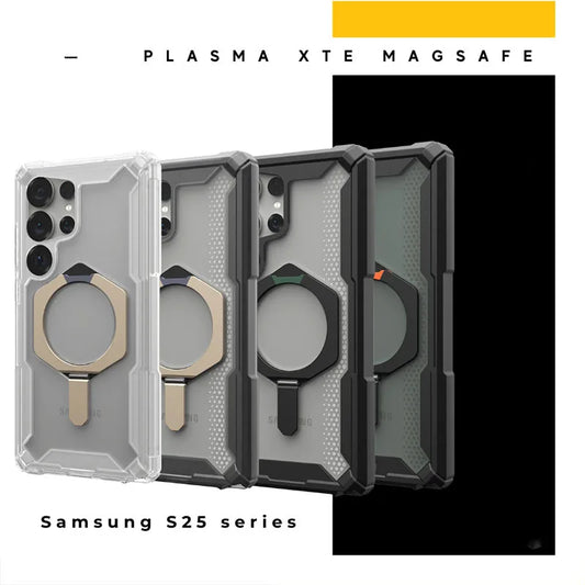 Original Plasma Kickstand Magnetic Case for Samsung Galaxy S24 S25 Ultra S23 Plus Rugged Stand Ring Shockproof MagSafe Cover