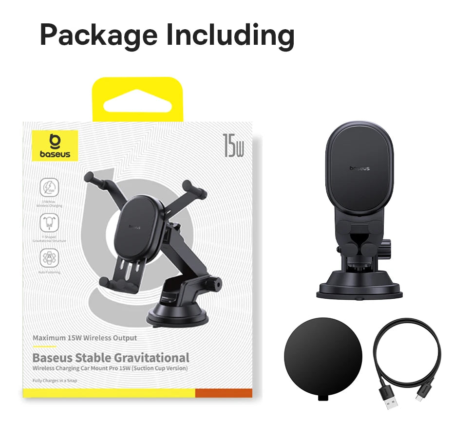 Baseus 15W Car Phone Holder Wireless Charging Stand Air Vent Gravity Telephone Mount for iPhone 14 Samsung Xiaomi Mobile Support