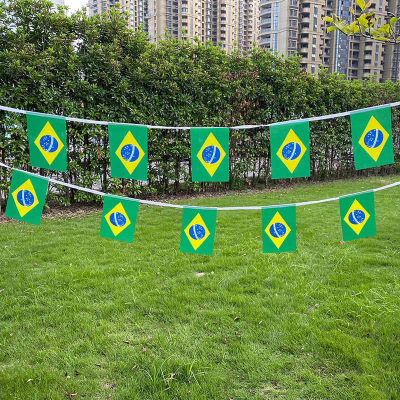 Aerlxemrbrae  20pcs/lot Brazil   bunting flags 14x21cm   BR Brazil   String Banner Buntings Festival Party