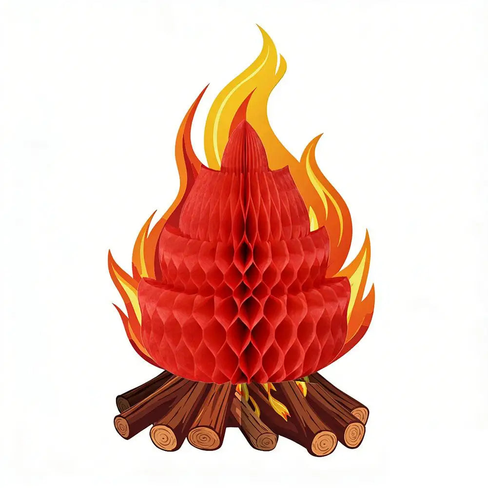 1/2/3Pcs 3D Honeycomb Campfire Paper Decoration, Foldable Fake Fire Ornament