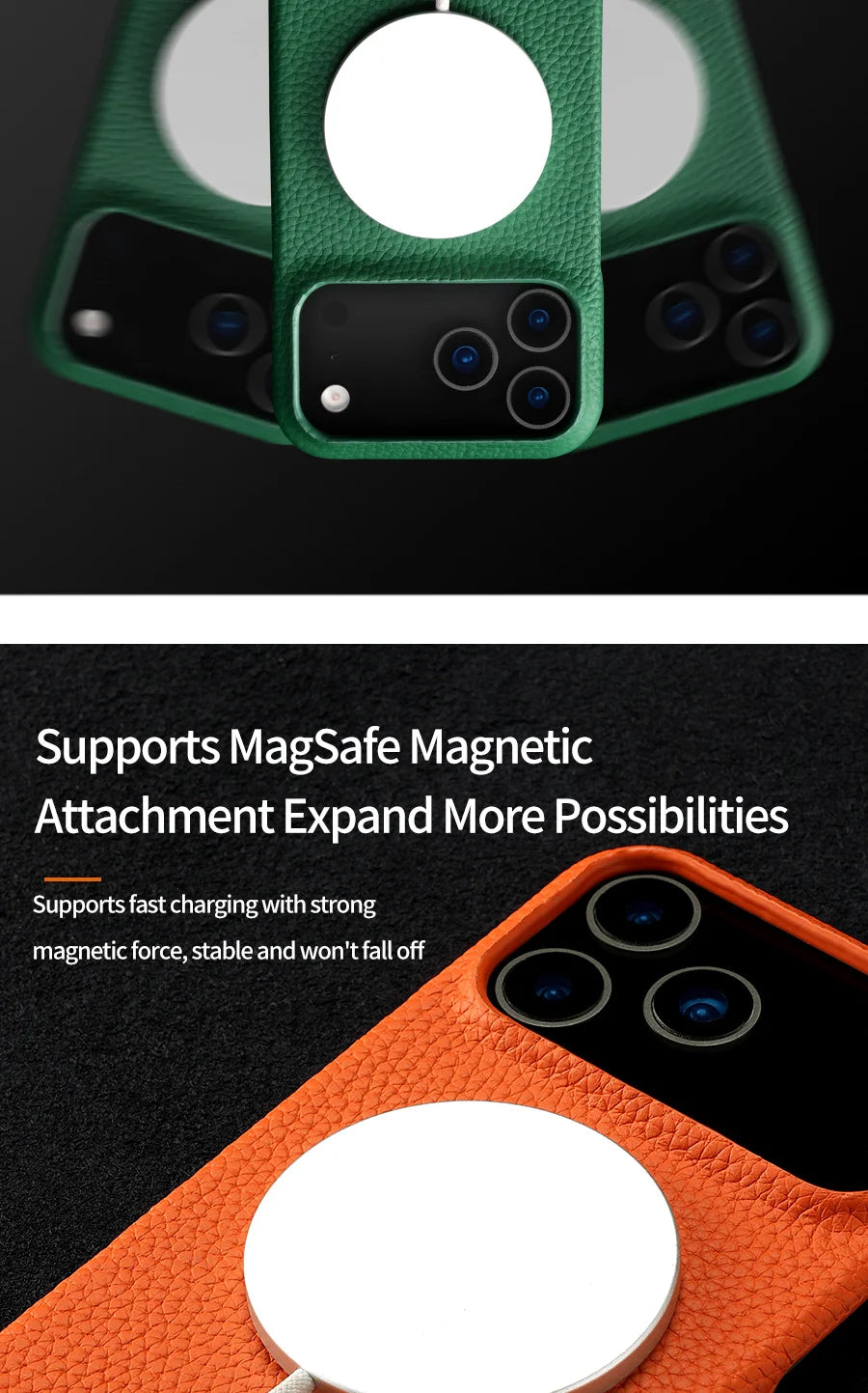 Phone Case for iPhone 17 Air 15 16 Pro Max 17Pro Lychee Natural Cowhide Leather Magnetic Magsafe Protector Luxury Phone Back Cover