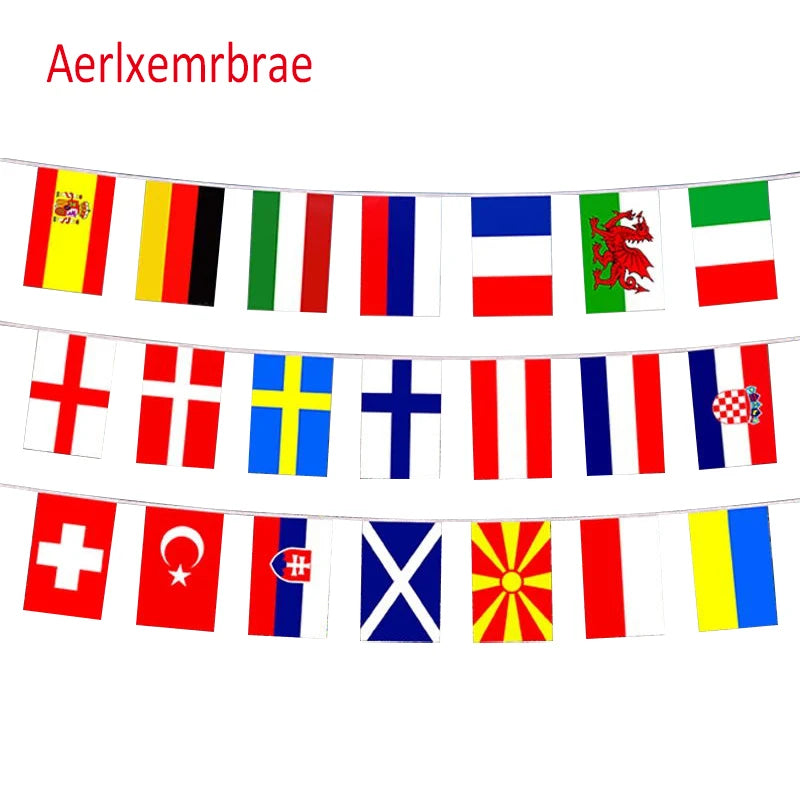 Aerlxemrbrae  14*21cm  String flag  32 countries around the world nations flag small flag   hanging flags