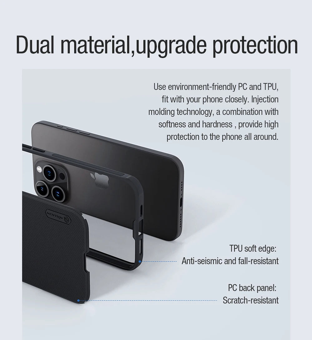 Phone case Nillkin  iPhone 16 15 14 13 Pro Max Pro Super Frosted Shield Pro Magnetic Case PC+TPU Protection Back Cover