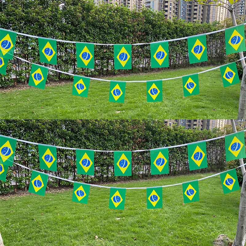 Aerlxemrbrae  20pcs/lot Brazil   bunting flags 14x21cm   BR Brazil   String Banner Buntings Festival Party