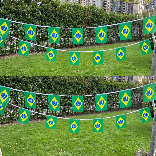 Aerlxemrbrae  20pcs/lot Brazil   bunting flags 14x21cm   BR Brazil   String Banner Buntings Festival Party