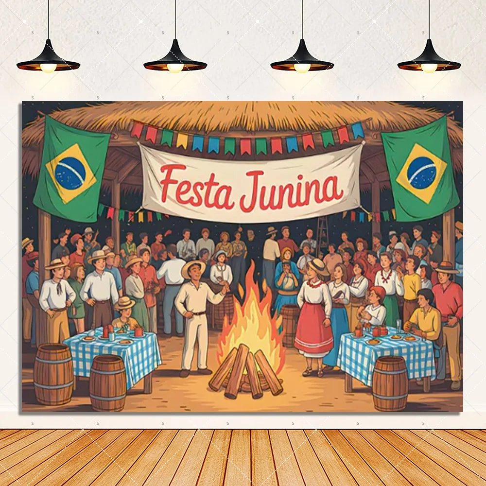 Brazil June Festival Theme Party Decoration Background Banner