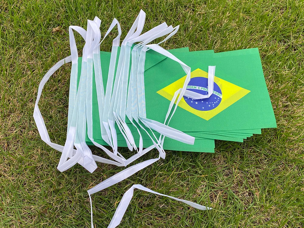 Aerlxemrbrae  20pcs/lot Brazil   bunting flags 14x21cm   BR Brazil   String Banner Buntings Festival Party