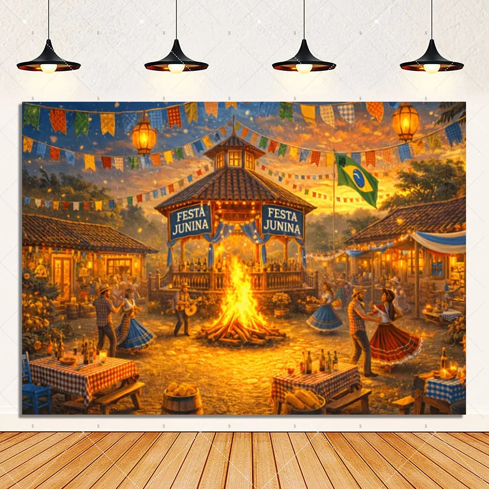 Brazil June Festival Theme Party Decoration Background Banner