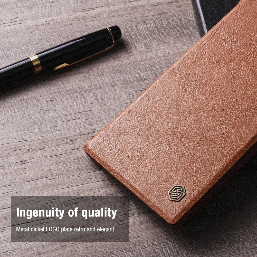 Nillkin for Samsung Galaxy S23 Ultra S23+ Qin Series Pro Flip Leather Case Business Lens Sliding Cover with Card Slot Back Cover